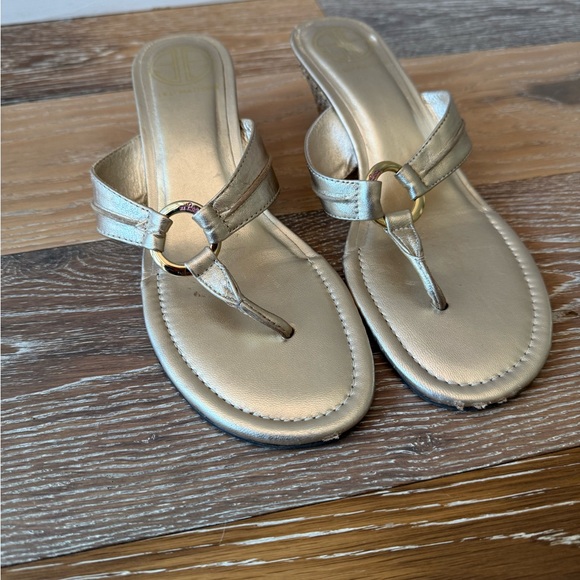 Lilly Pulitzer Mckim Wedge gold Sandals size 9 - Picture 10 of 10